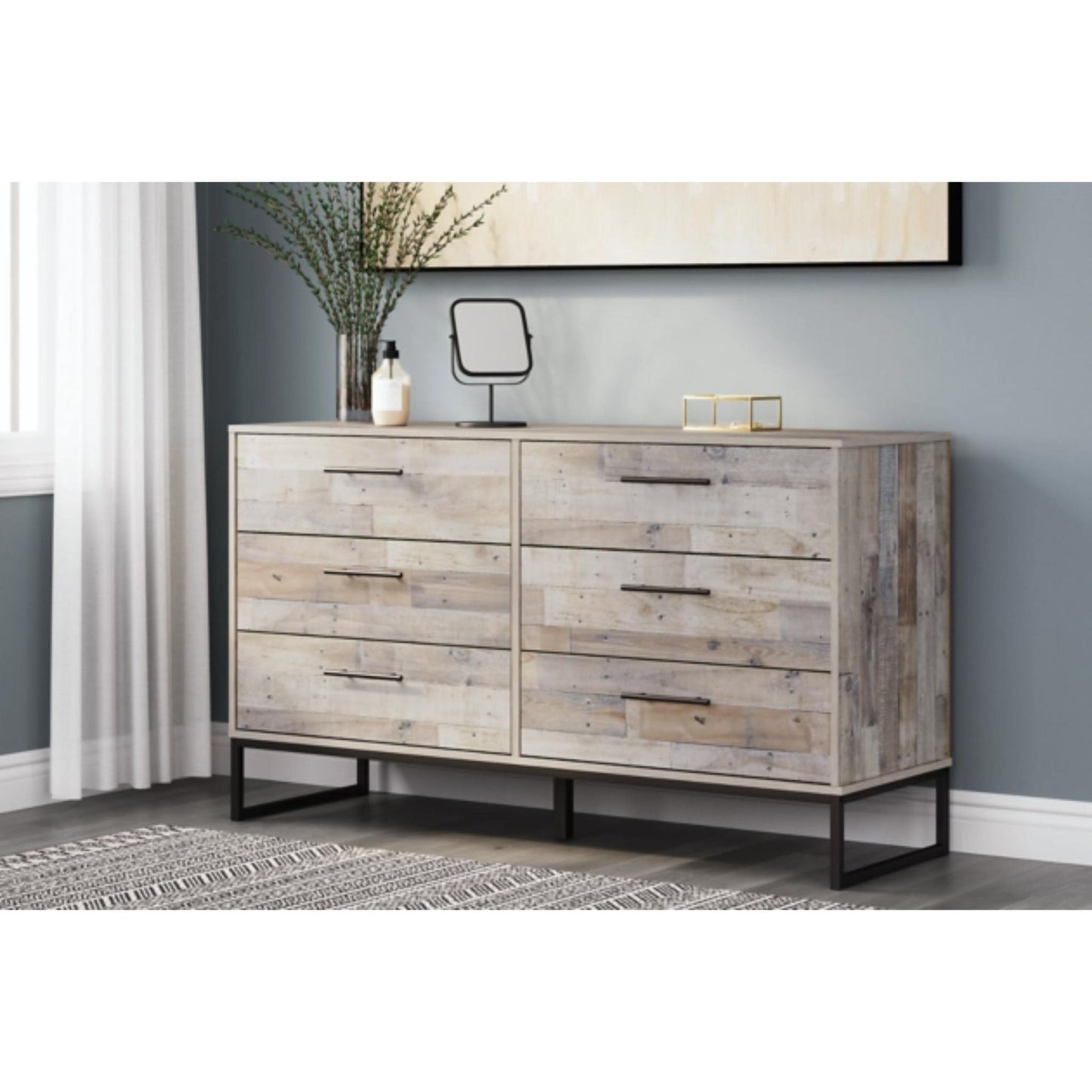 Neilsville Six Drawer Dresser -  Multi Gray / Whitewash