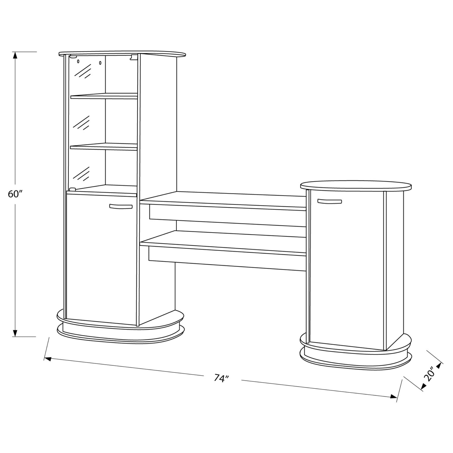 BOOKCASE M1008 - Grey