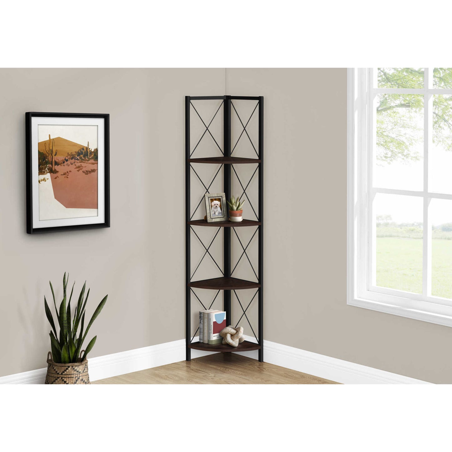 60" BOOKCASE M3646 - Brown Reclaimed / Grey / Dark Taupe / White Marble / Natural / Black / Black Marble / Espresso
