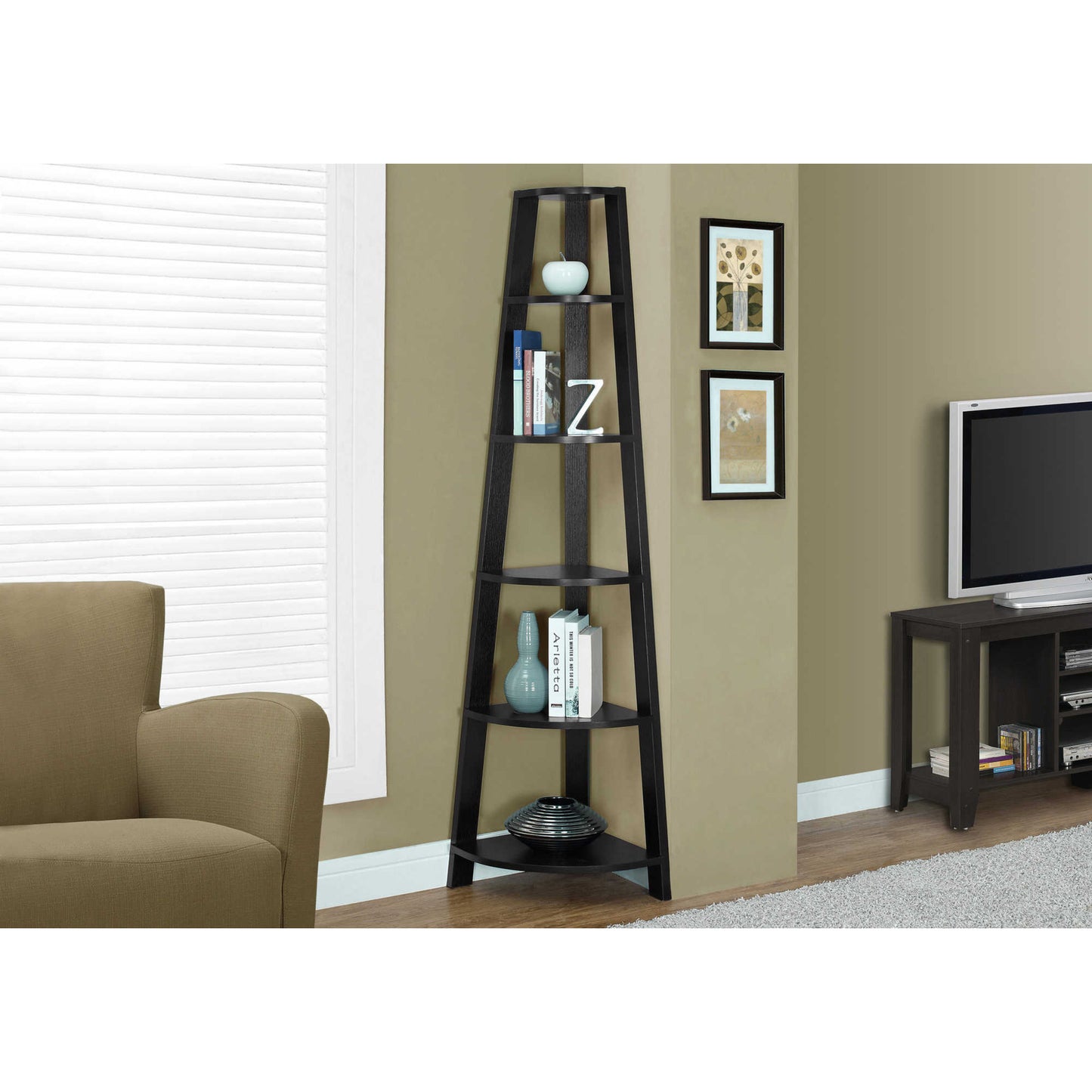 72" BOOKCASE M2751 - Dark Walnut / Brown Oak / Black / Grey / Espresso / Dark Taupe / White / Grey - White / Grey - Black