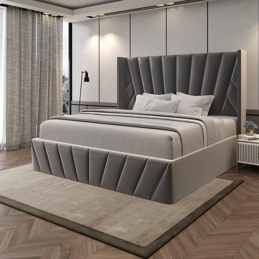 King Eva Hydraulic Bed - Ivory / Light Grey / Black / Charcoal Grey / Dark Grey