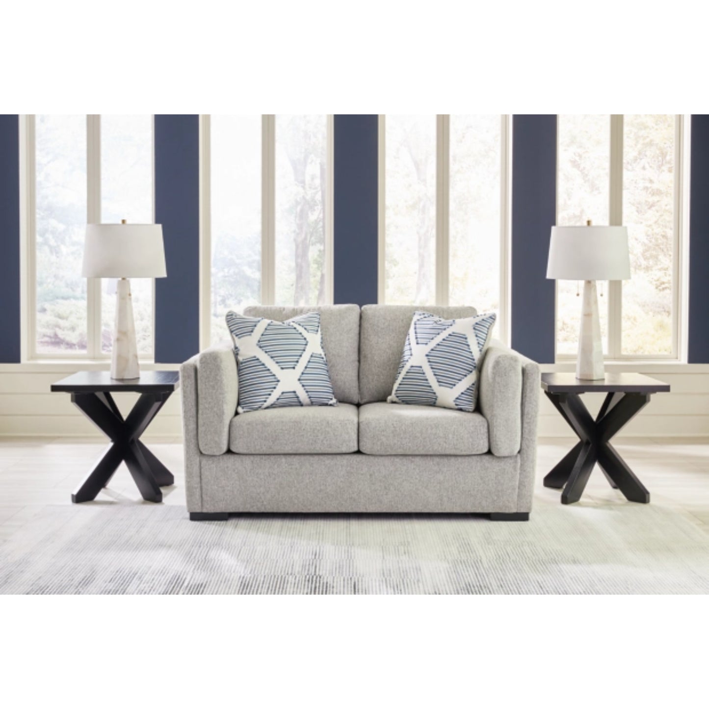 Evansley Loveseat - Navy / Pewter