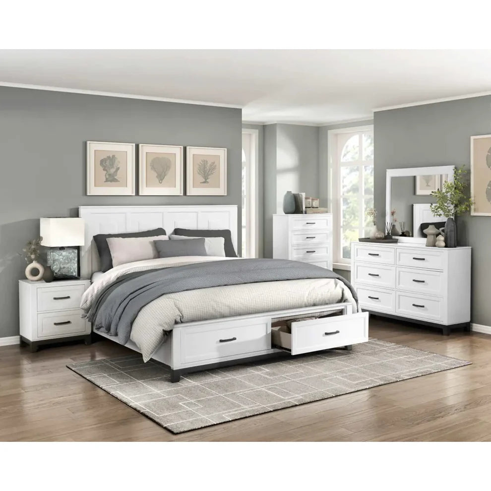 Moonlight King 6pc Bedroom Set - 1450 - White / Grey