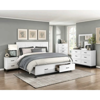 Moonlight King 6pc Bedroom Set - 1450 - White / Grey