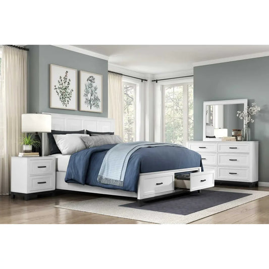 Moonlight King 6pc Bedroom Set - 1450 - White / Grey