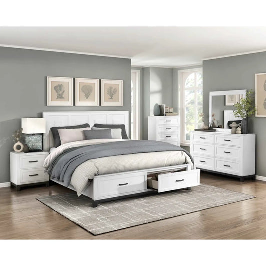 Moonlight Queen 6pc Bedroom Set - 1450 - White / Grey