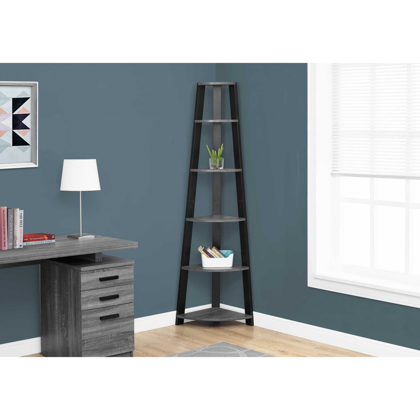 72" BOOKCASE M2751 - Dark Walnut / Brown Oak / Black / Grey / Espresso / Dark Taupe / White / Grey - White / Grey - Black