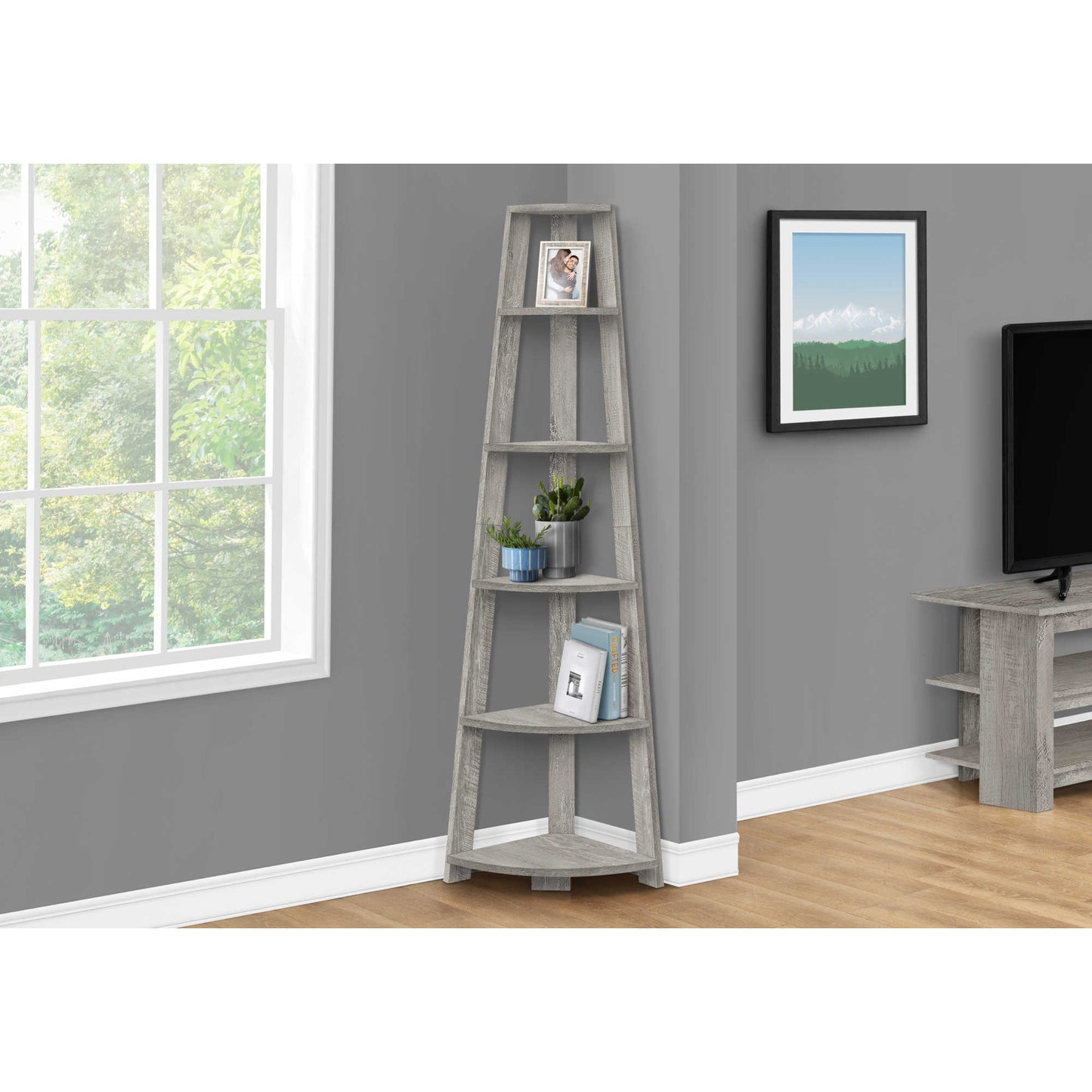 72" BOOKCASE M2751 - Dark Walnut / Brown Oak / Black / Grey / Espresso / Dark Taupe / White / Grey - White / Grey - Black
