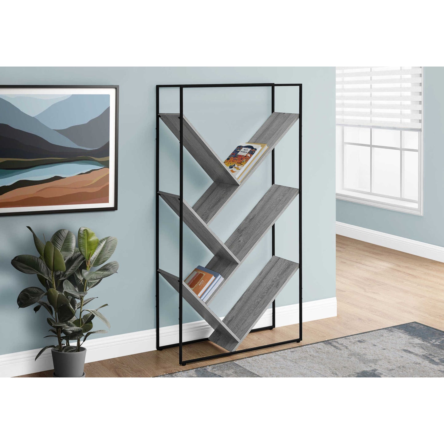 60" BOOKCASE M2202 - Brown Reclaimed / Dark Taupe / Grey