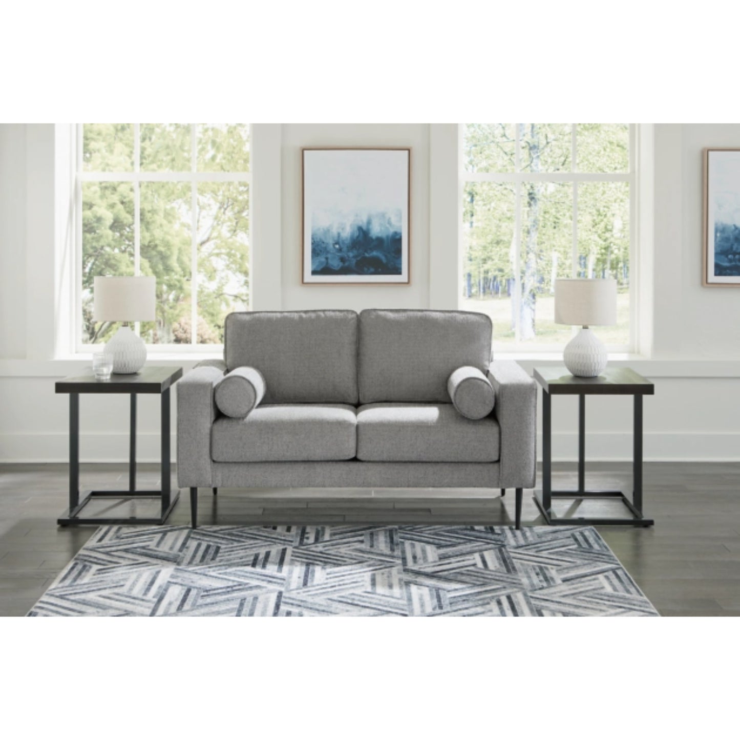 Hazela Loveseat - Charcoal / Sandstone