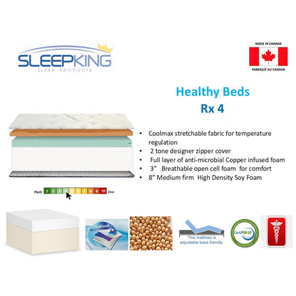 12" Healthy Beds Rx 4 Medium-Firm Copper Infused Foam Mattress