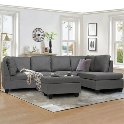 Julia Grey Fabric Reversible  Sectional