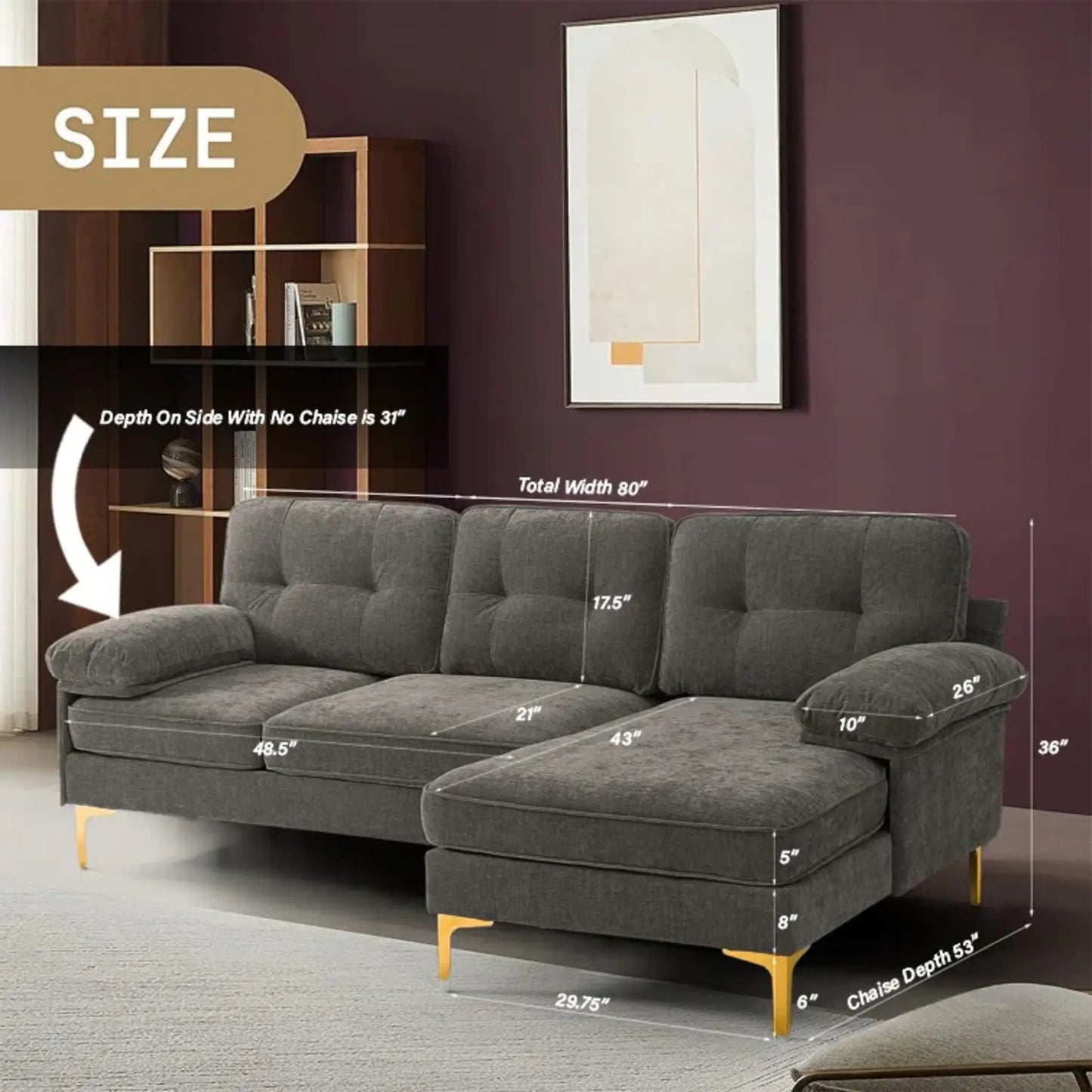 Sectional  Dark Grey - 8585