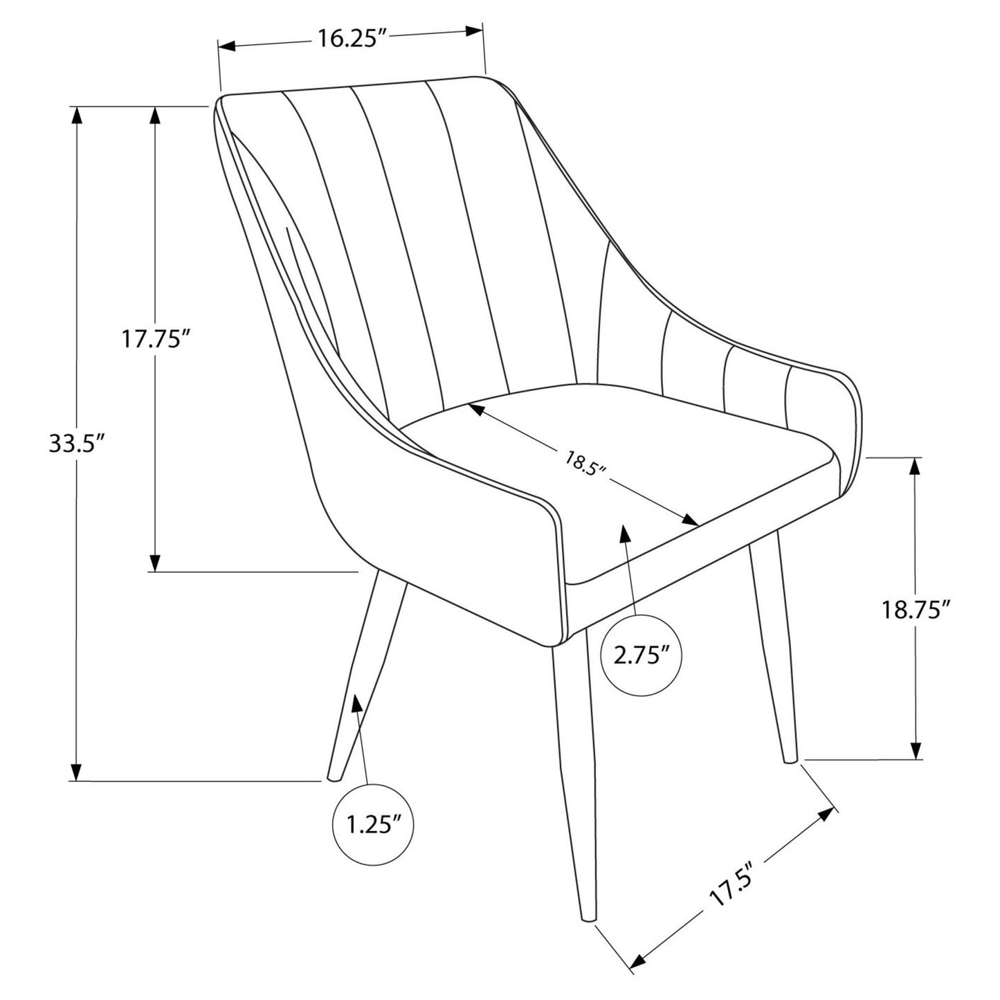 DINING CHAIR - 2PCS / 33"H  / CHROME