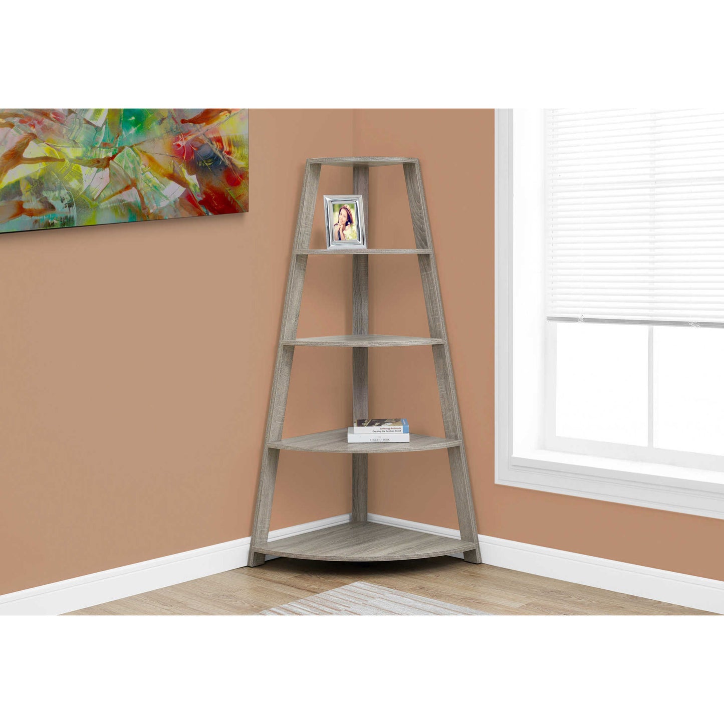 60" BOOKCASE M2425 - Dark Taupe / White
