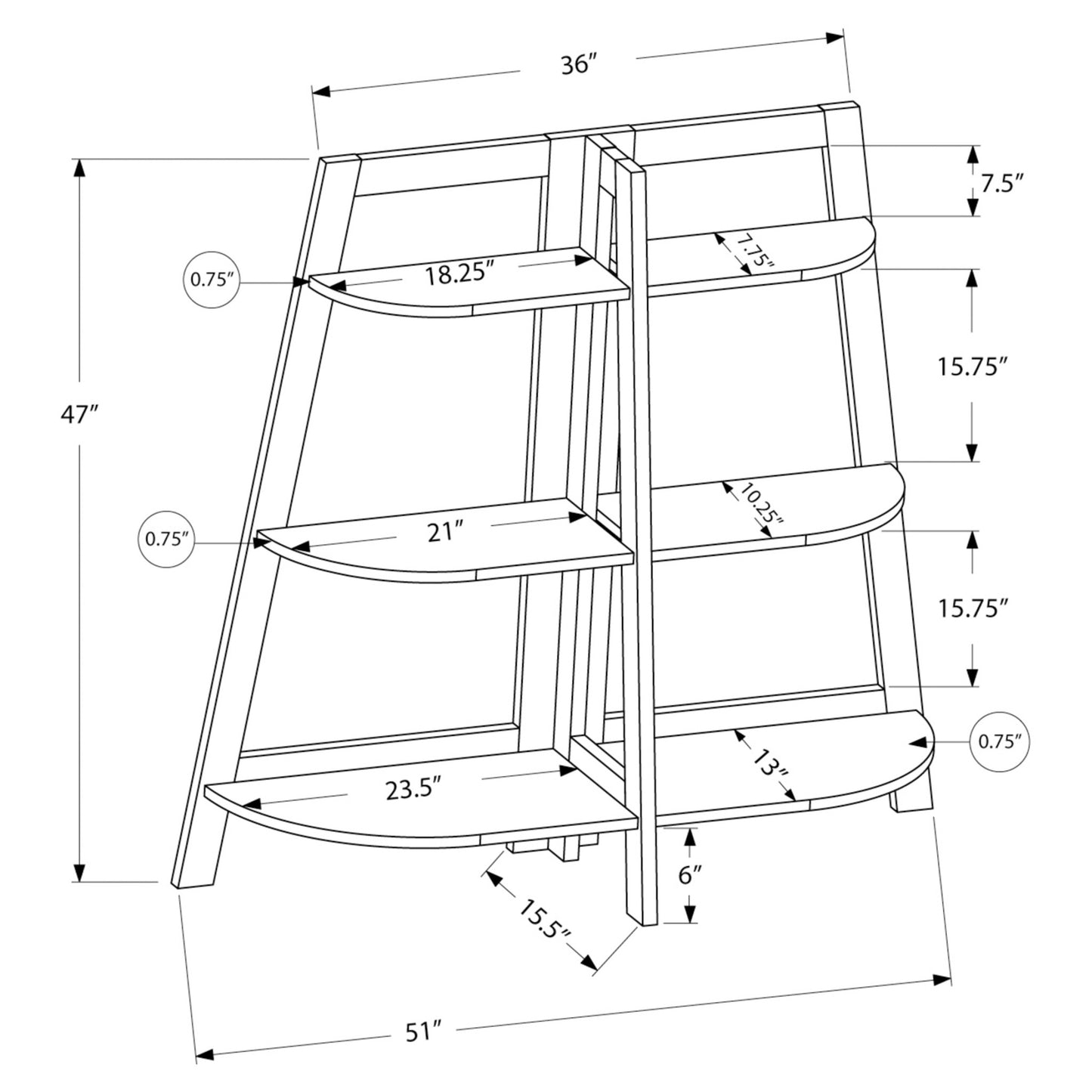 48" BOOKCASE M2427 - White / Dark Taupe / Espresso