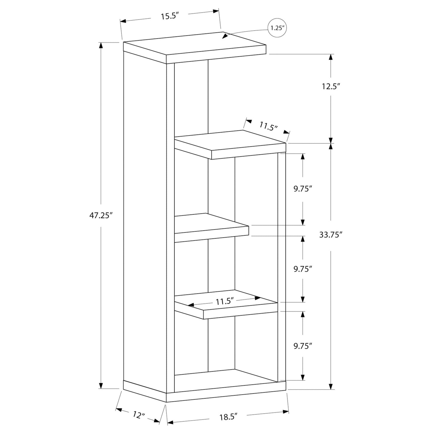 48" BOOKCASE M2467 - Dark Taupe