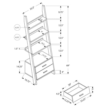 69" BOOKCASE M2562 -  Grey - White / Espresso / White