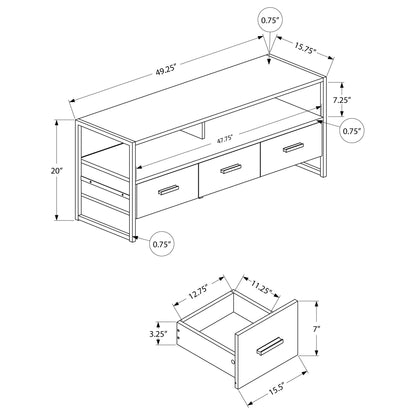 48'' TV STAND M2617 -  Grey / Black / Dark Taupe