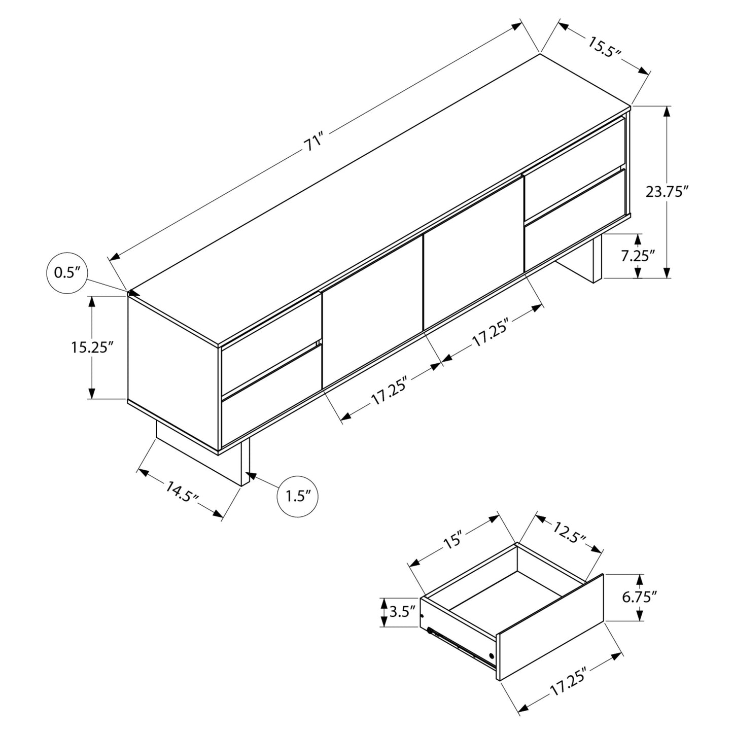 72'' TV STAND M2718