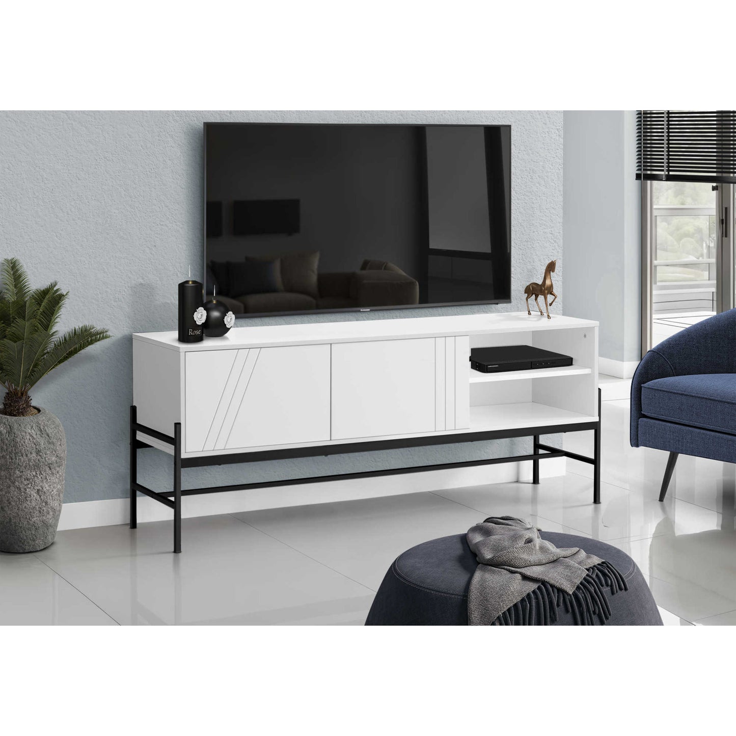 60'' TV STAND M2738 - Black / White / Grey