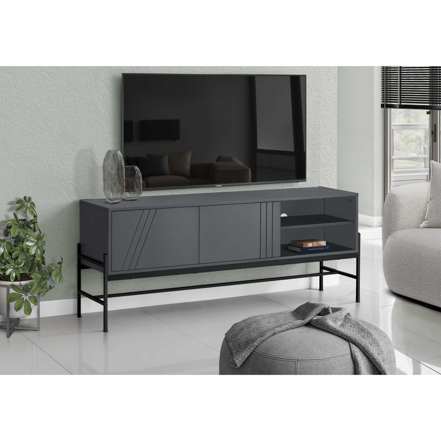 60'' TV STAND M2738 - Black / White / Grey