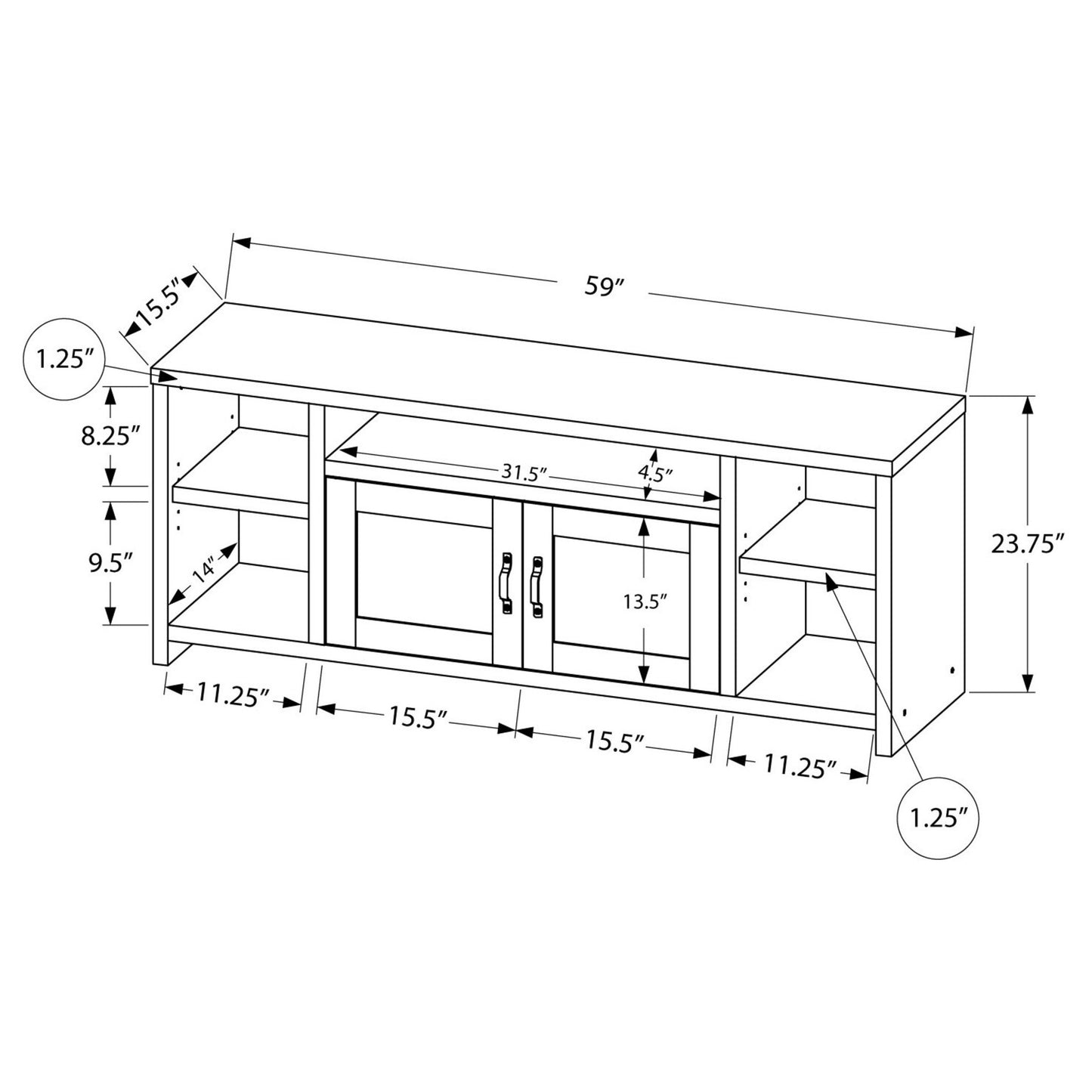 60'' TV STAND M2743 -  Taupe / Black