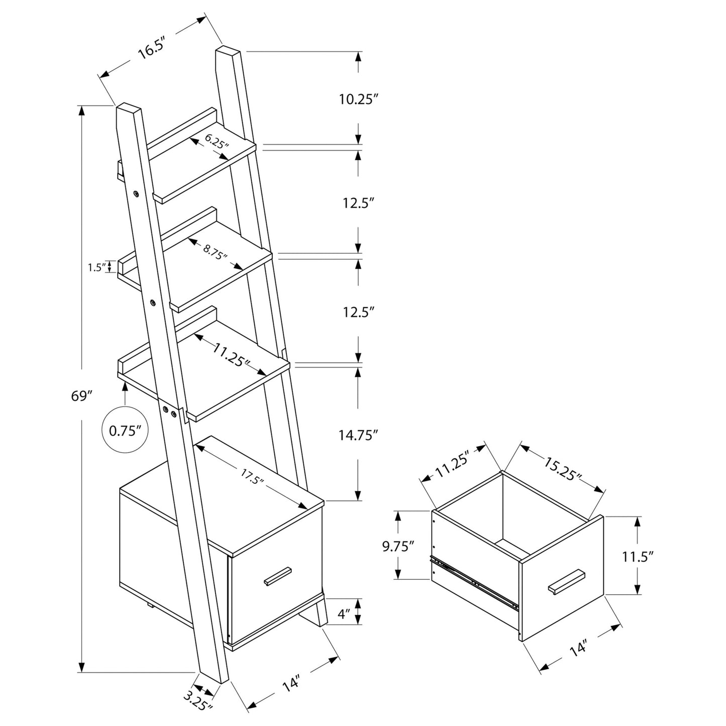 69" BOOKCASE M2765 - Espresso