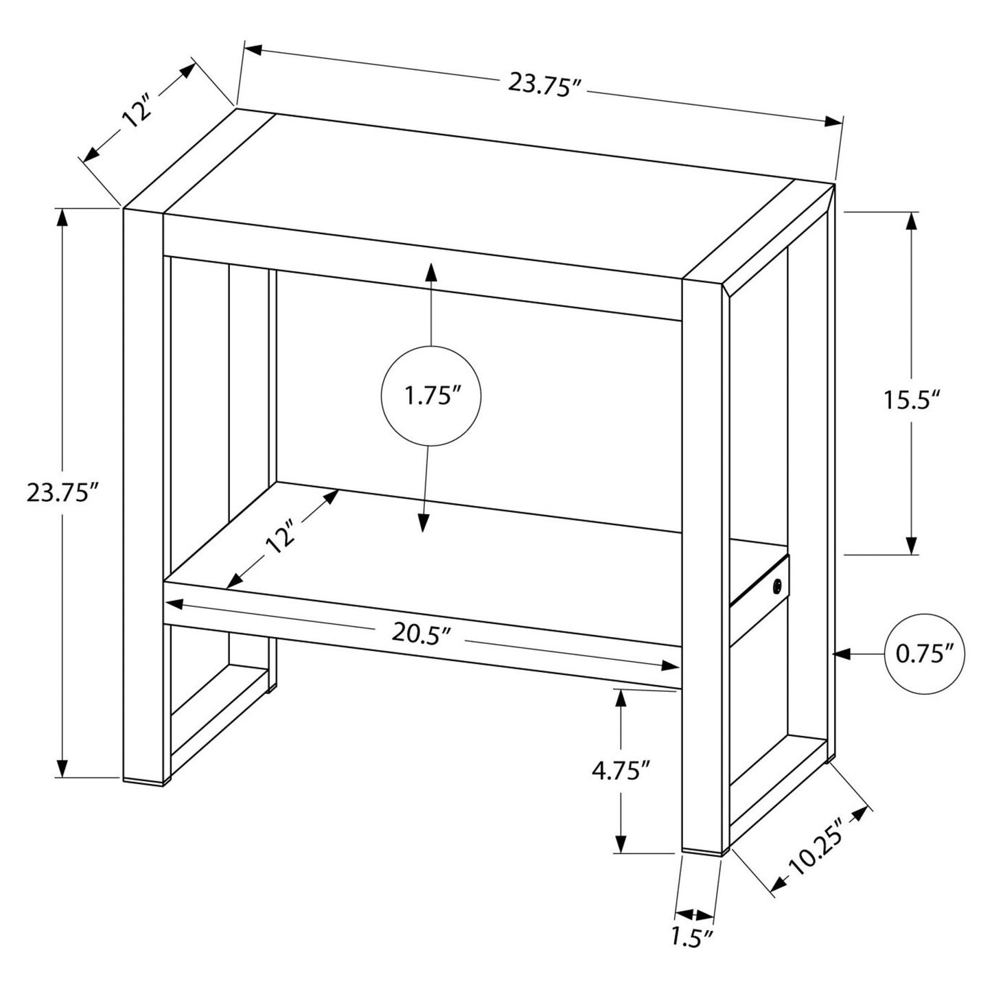 ACCENT TABLE -  RECLAIMED WOOD-LOOK / BLACK METAL