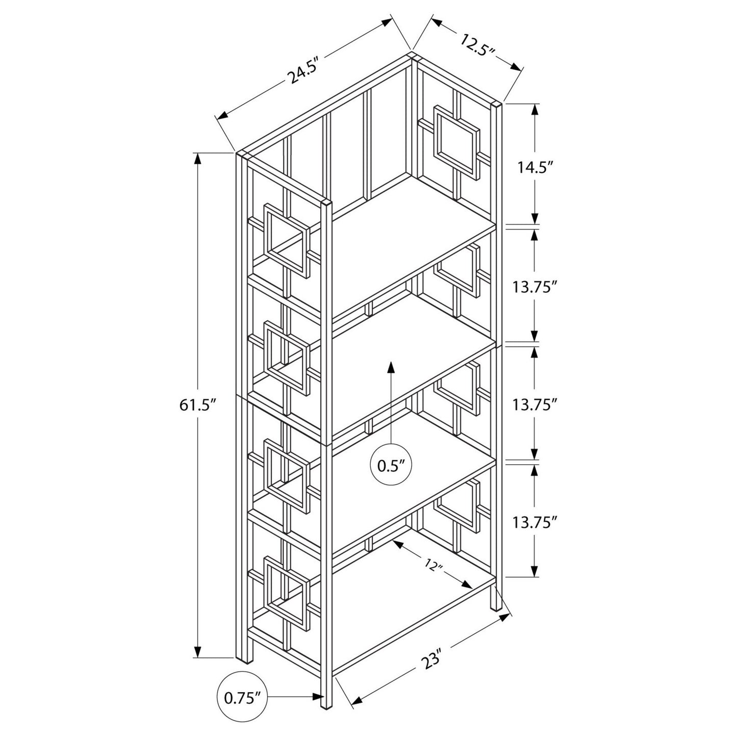 62" BOOKCASE M3617 - Espresso