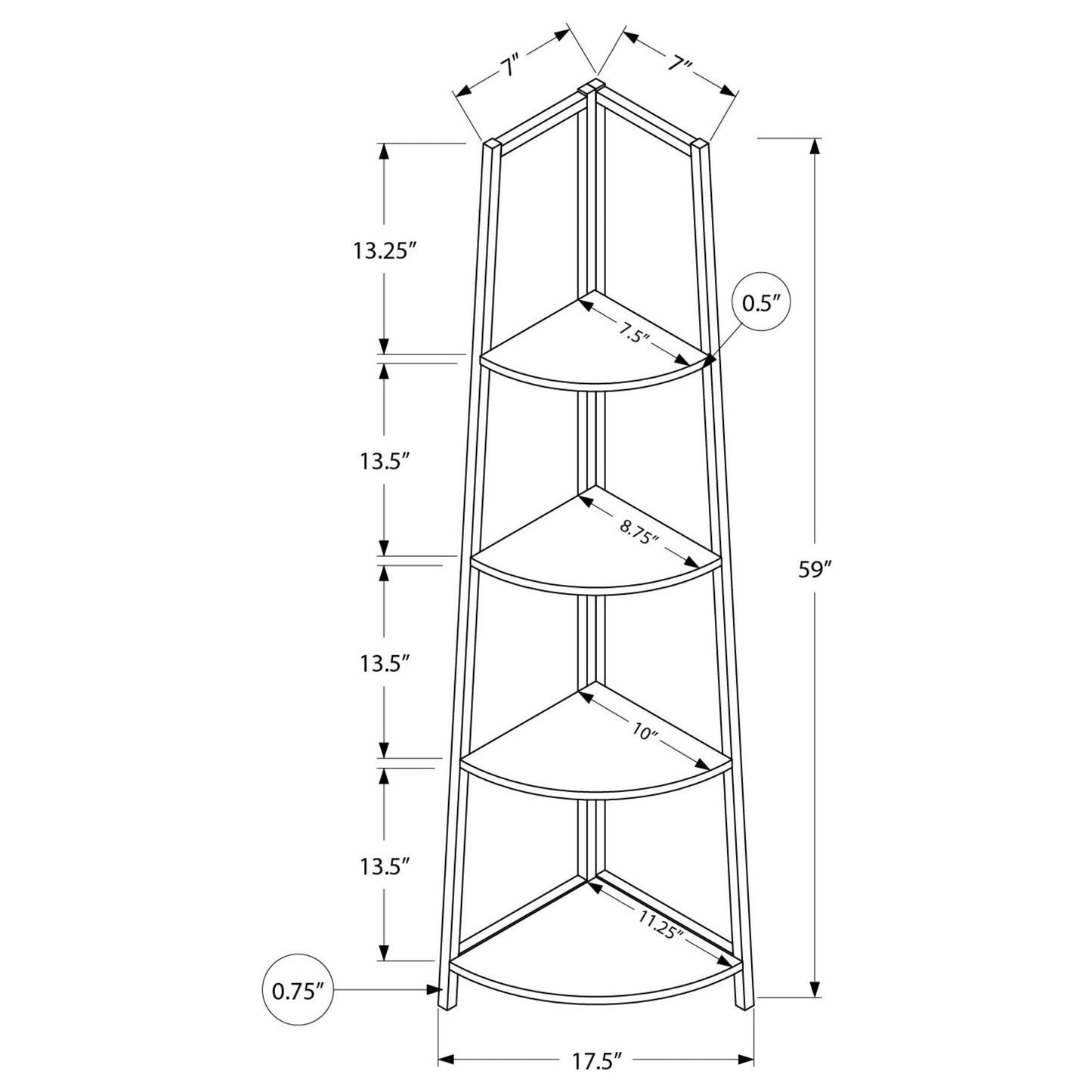 60" BOOKCASE M3665 - White