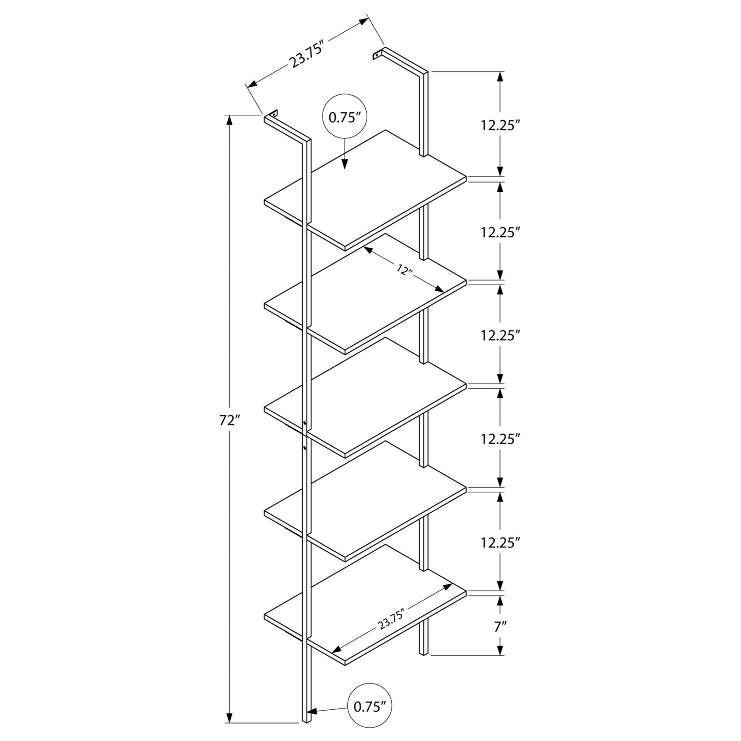 72" BOOKCASE M3683