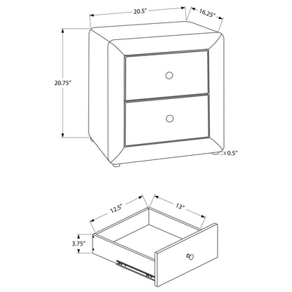 BEDROOM NIGHTSTAND - 21"H / White/Brown/Grey/Black LEATHER-LOOK