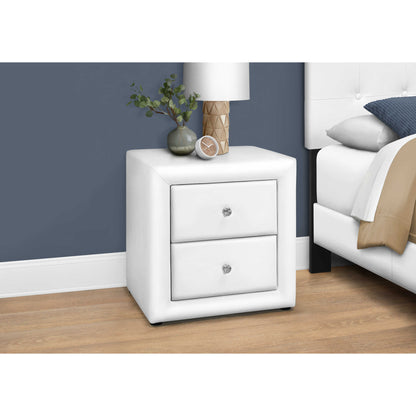 BEDROOM NIGHTSTAND - 21"H / White/Brown/Grey/Black LEATHER-LOOK