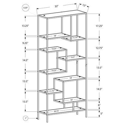 72" BOOKCASE M7159 - Silver / White