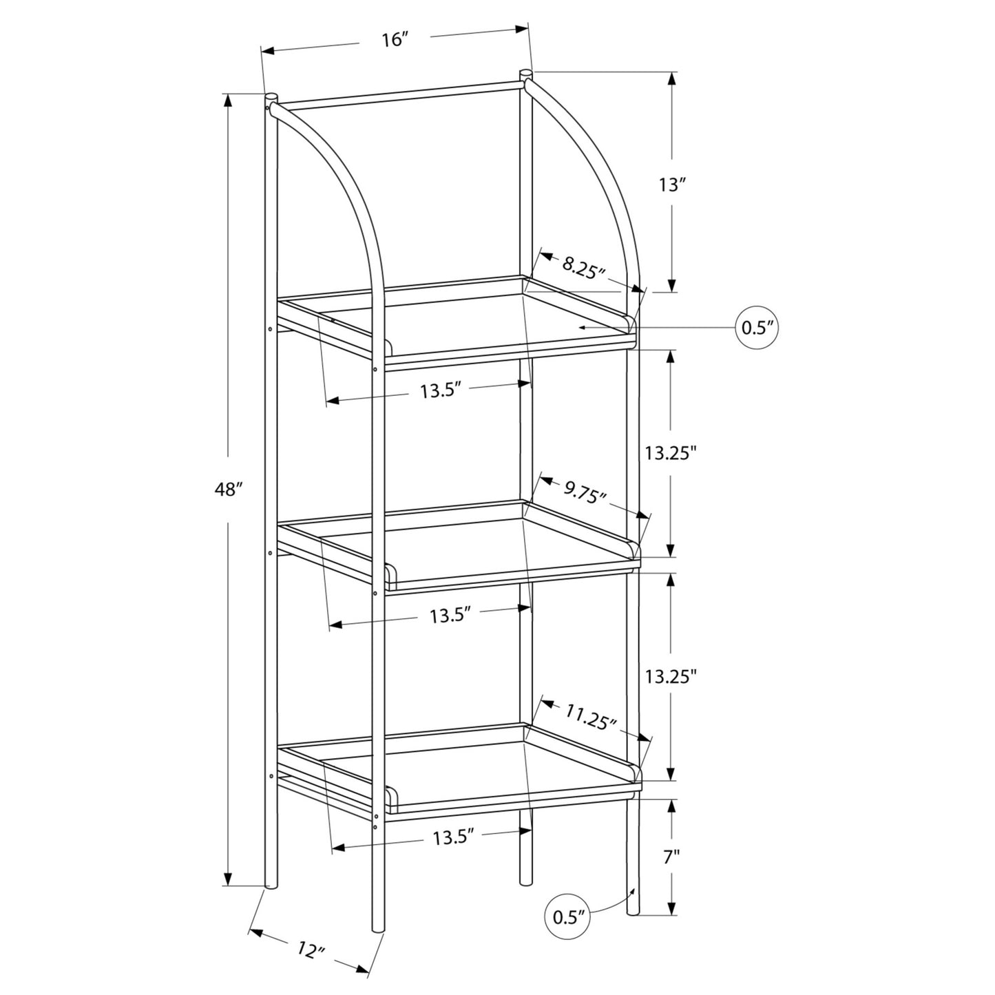 48" BOOKCASE M7228 - Dark Taupe