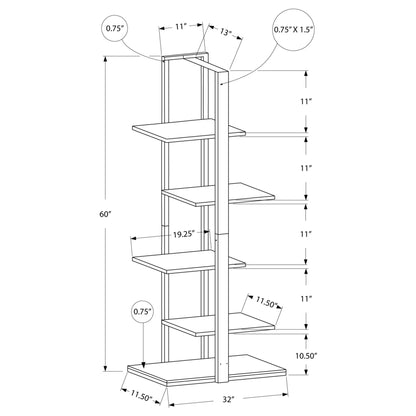 60" BOOKCASE M7232 - Dark Taupe / White