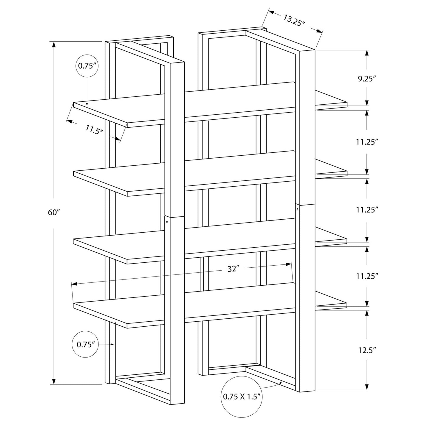 60" BOOKCASE M7239  - Espresso