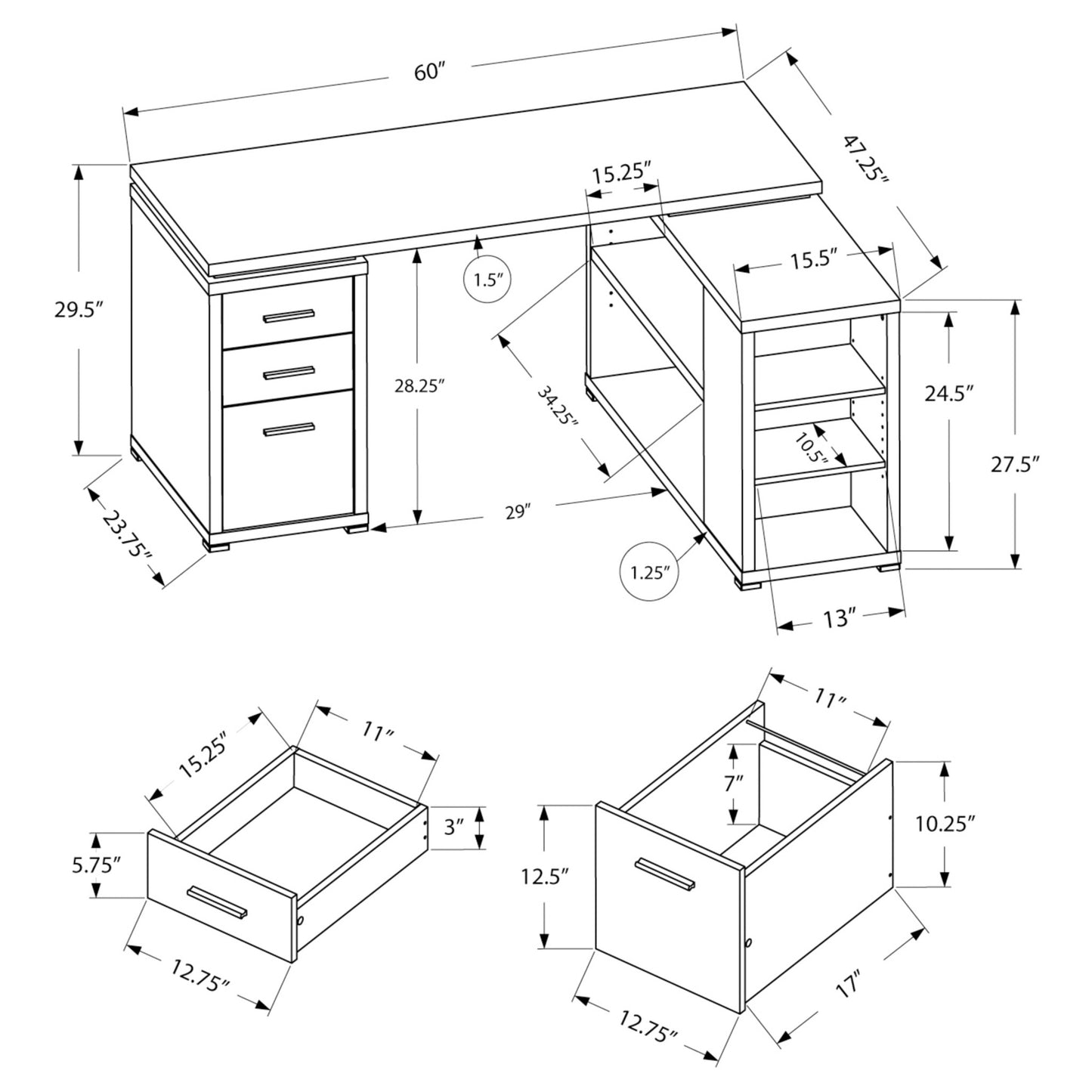 OFFICE DESK M7421 -Grey Reclaimed Wood