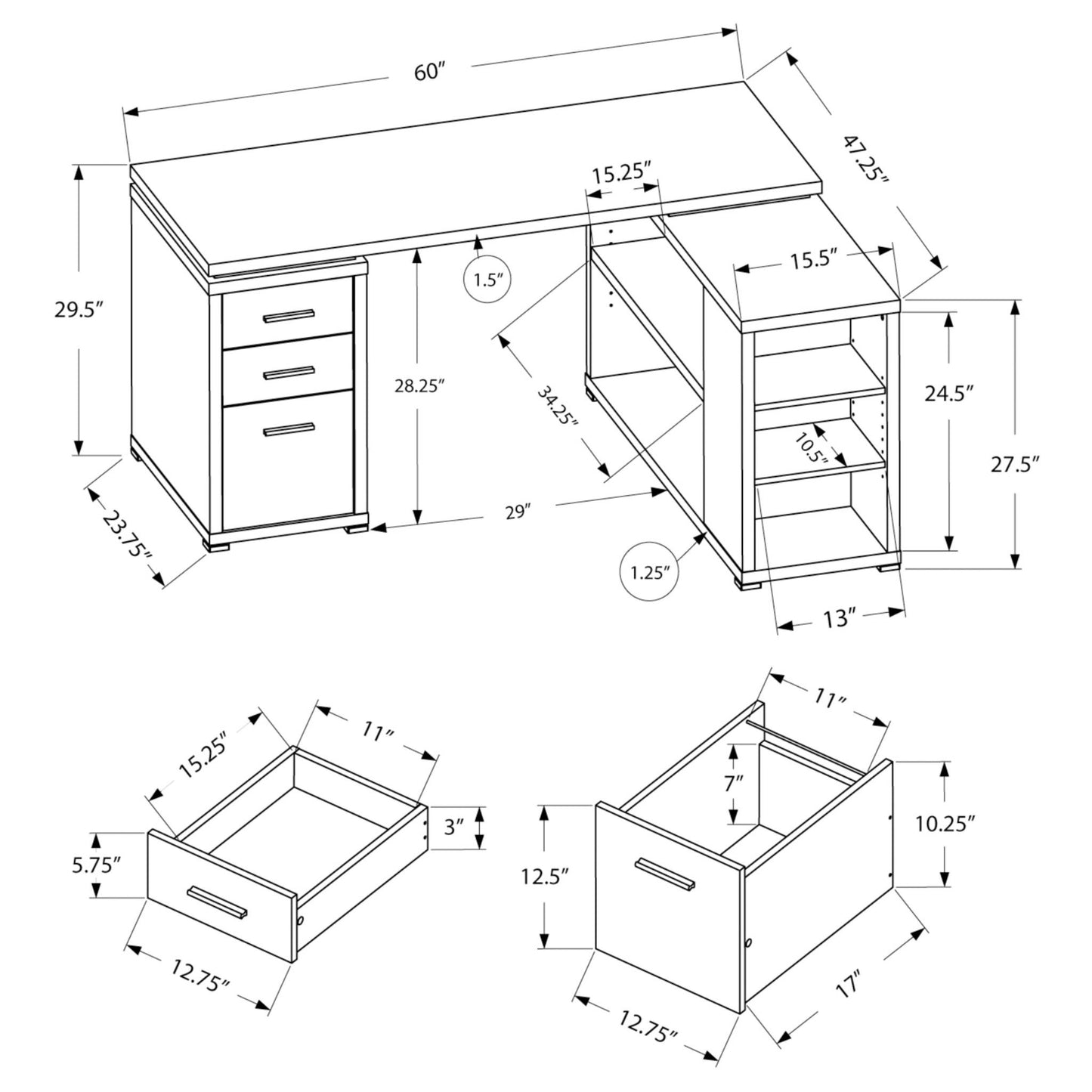 OFFICE DESK M7422 - Taupe Reclaimed Wood