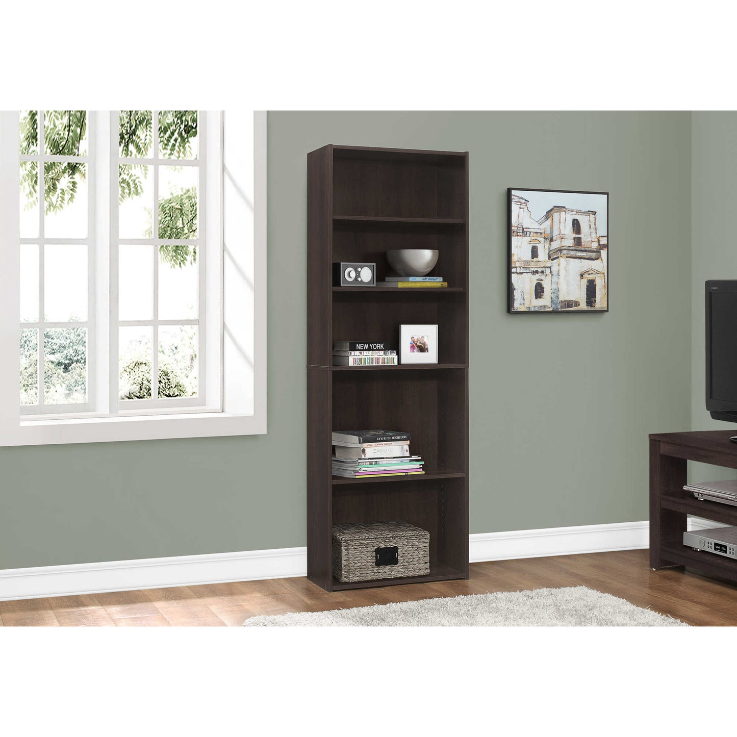 72" BOOKCASE M7470 - White / Grey / Dark Taupe / Espresso
