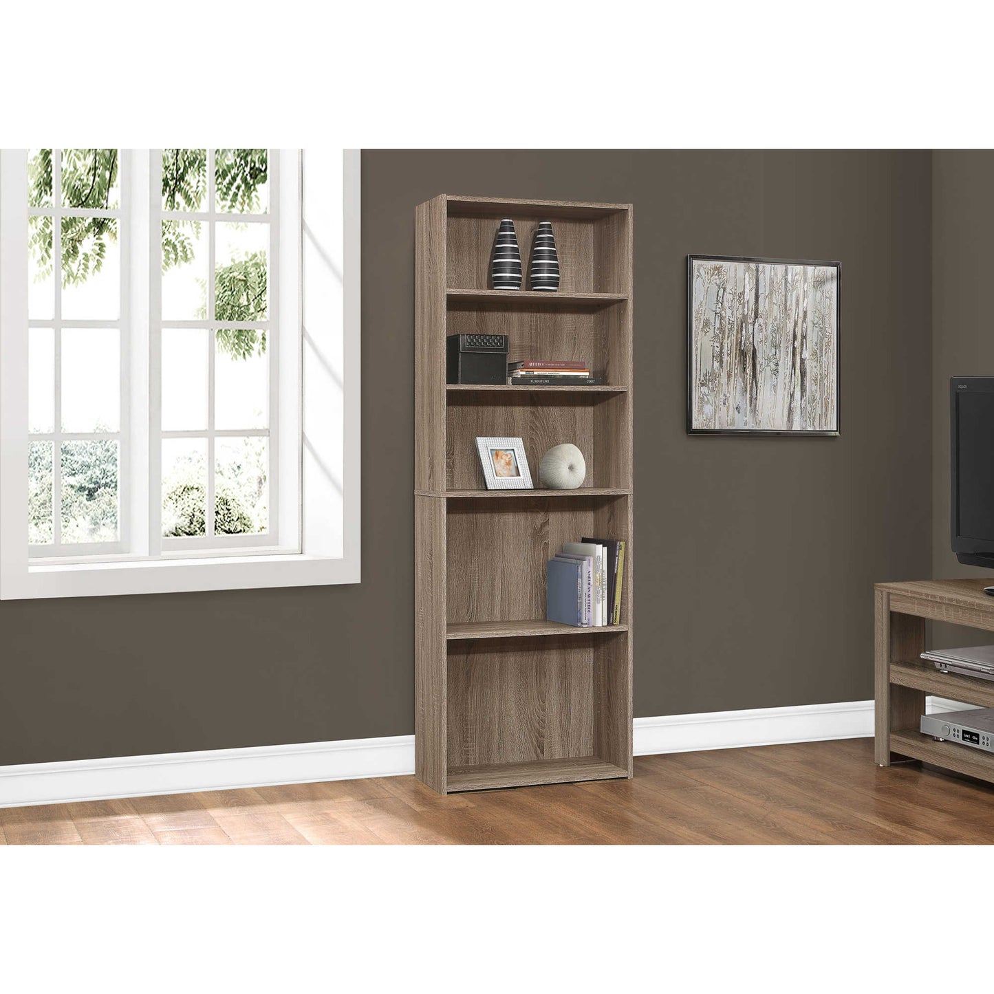 72" BOOKCASE M7470 - White / Grey / Dark Taupe / Espresso