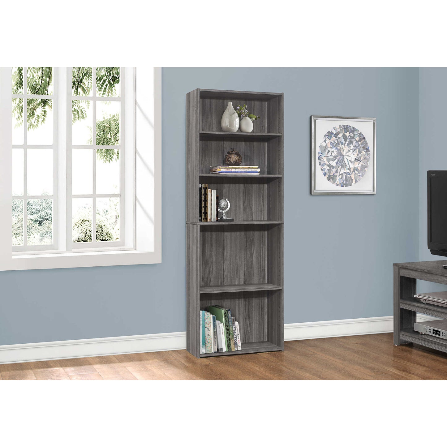 72" BOOKCASE M7470 - White / Grey / Dark Taupe / Espresso