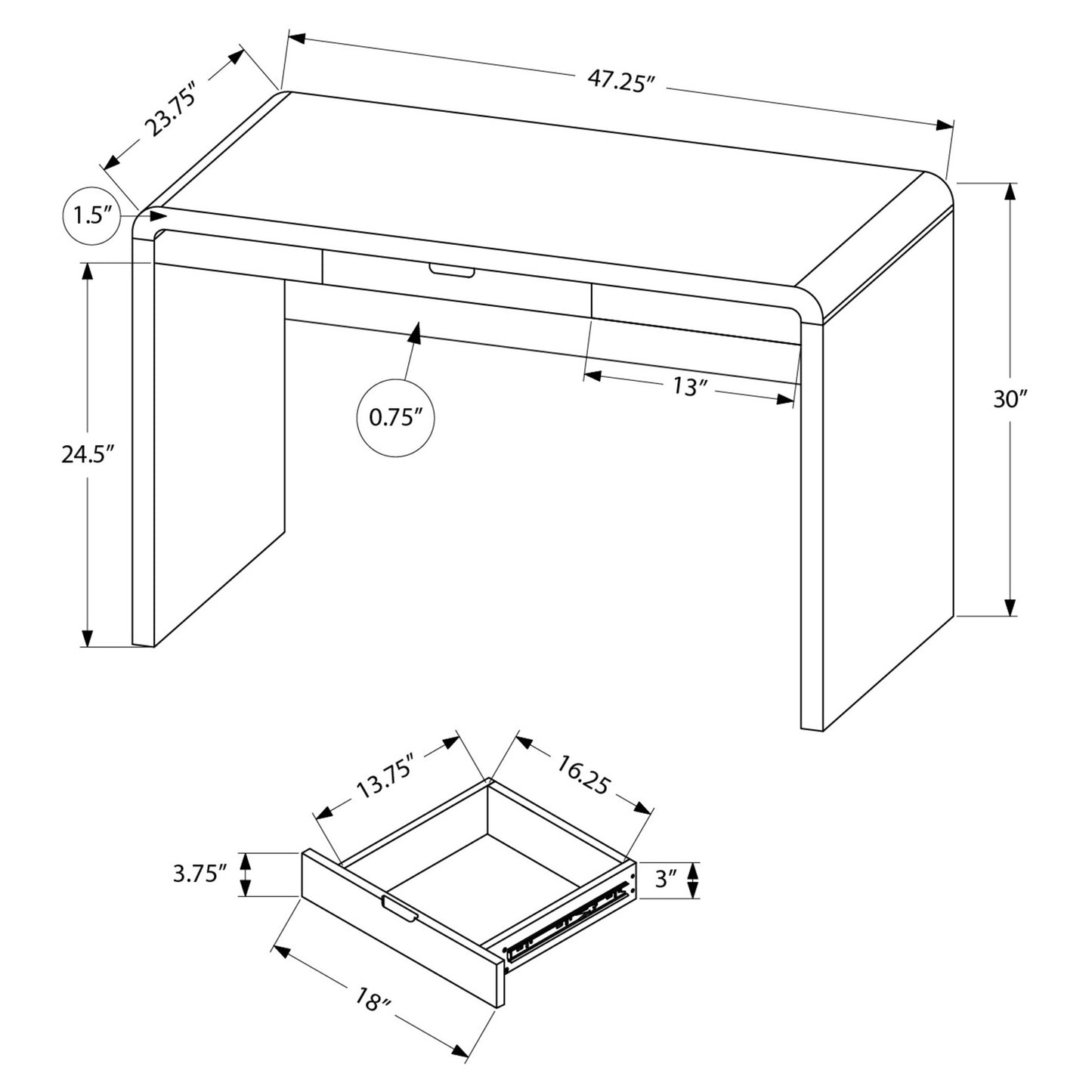 OFFICE DESK M7580 - White