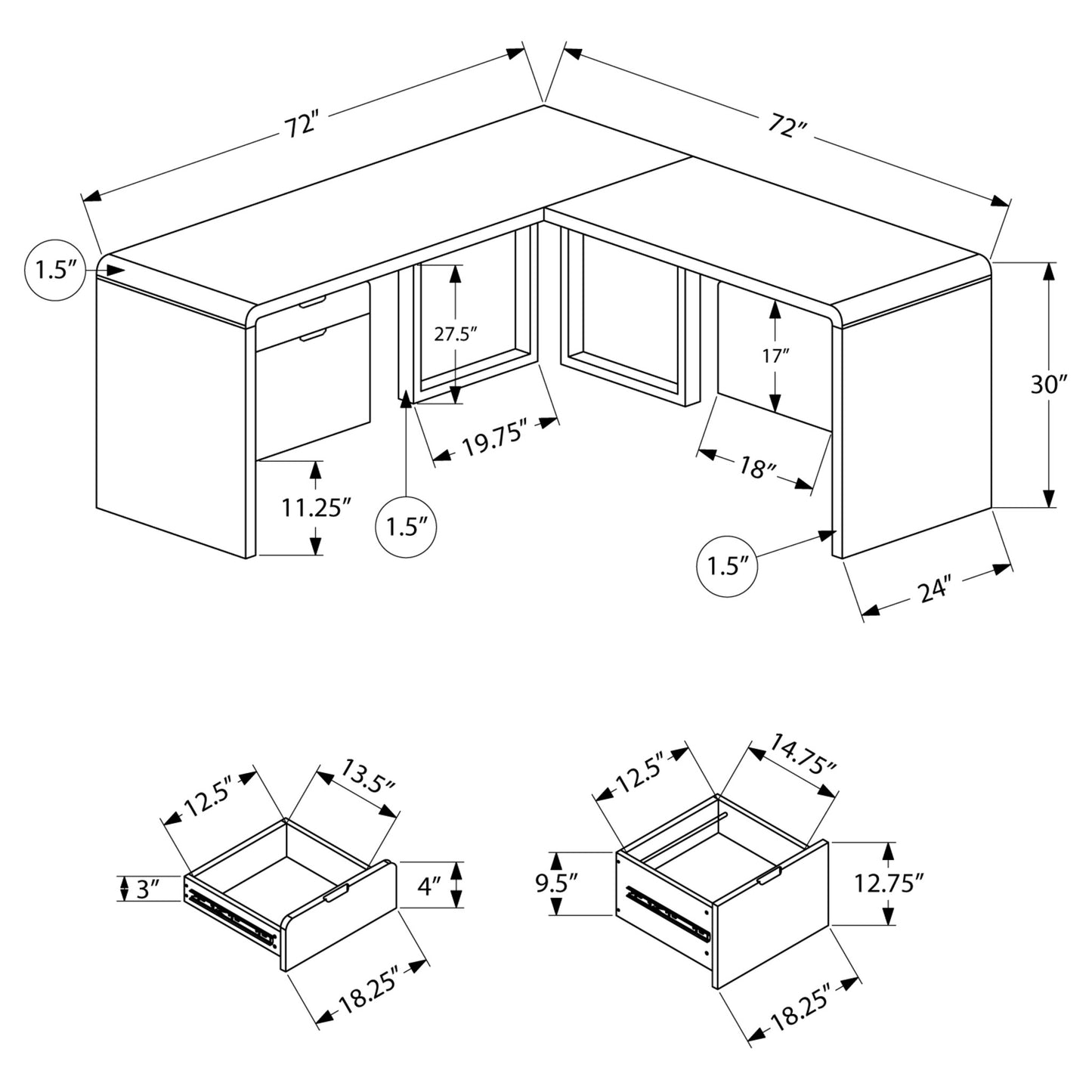 OFFICE DESK M7582 - White