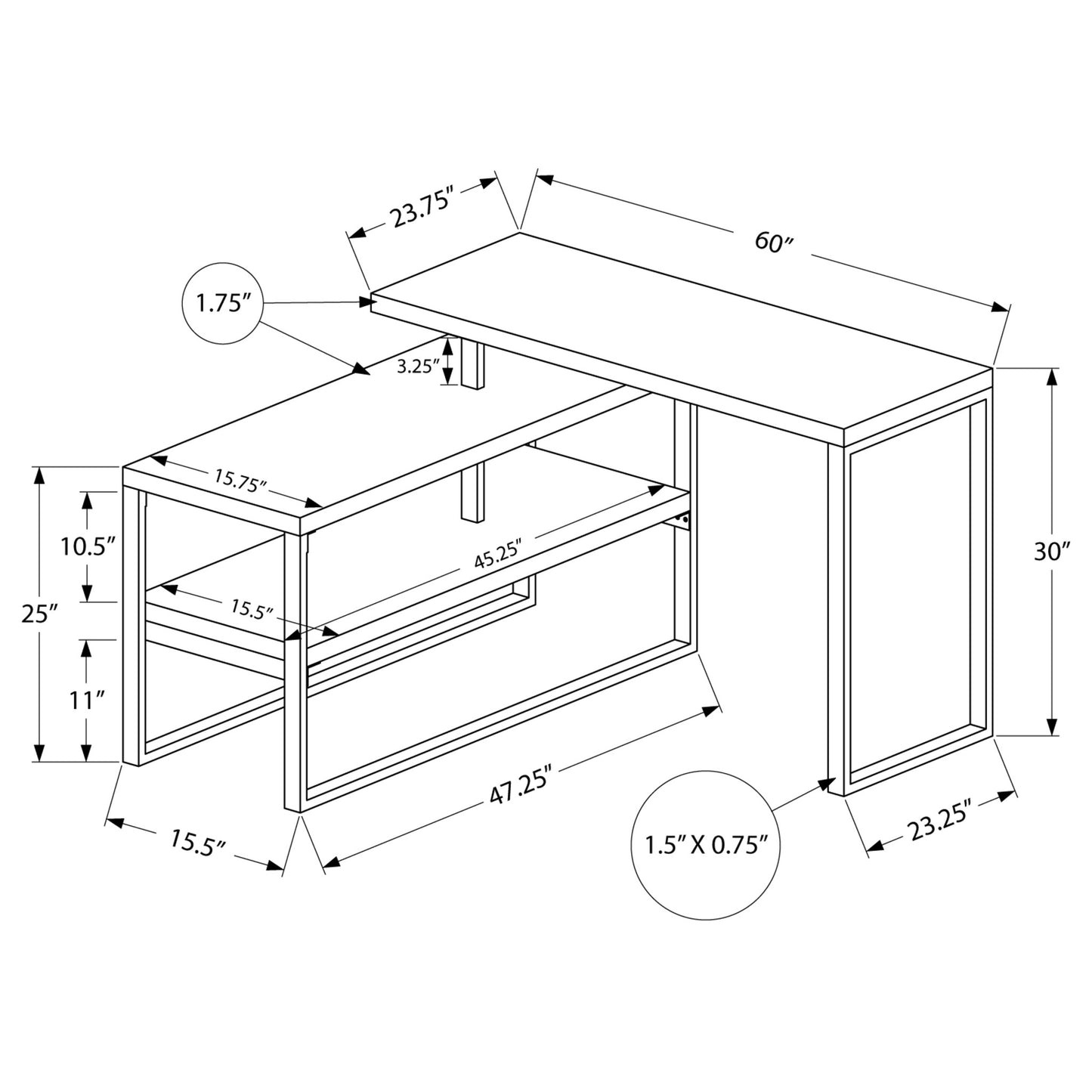 OFFICE DESK M7585 - White / Concrete
