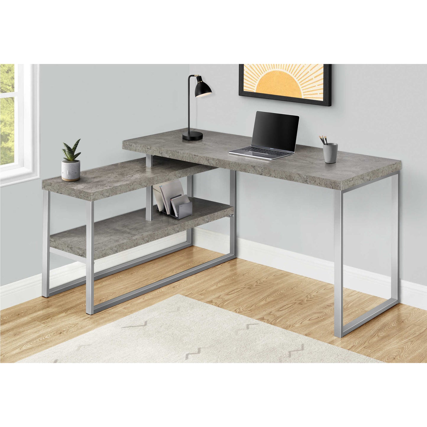 OFFICE DESK M7585 - White / Concrete