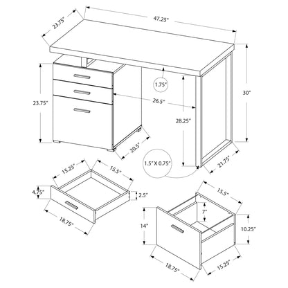 OFFICE DESK M7643 - Natural / Cherry / White - Concrete / Grey - Black / White / Modern Grey / Modern Taupe