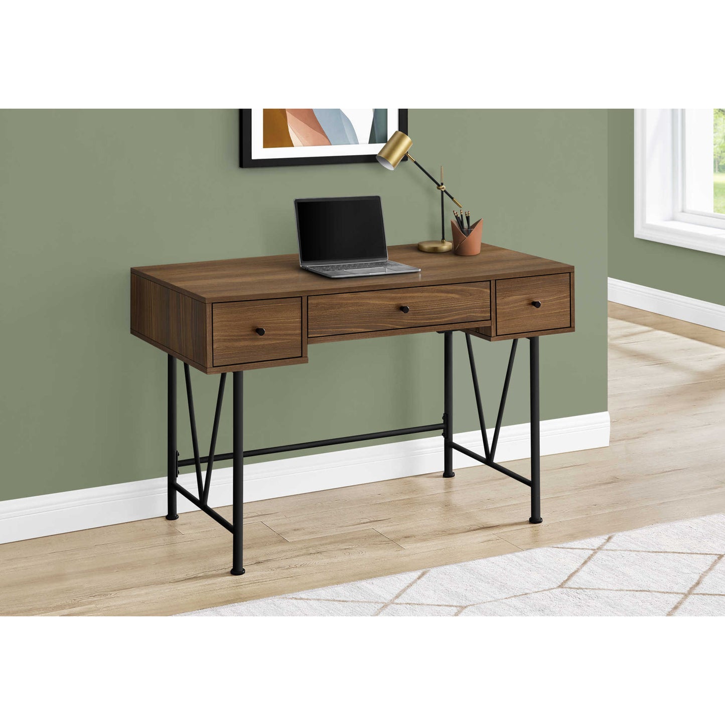 OFFICE DESK M7672 - Light Reclaimed Wood / Walnut / Cherry