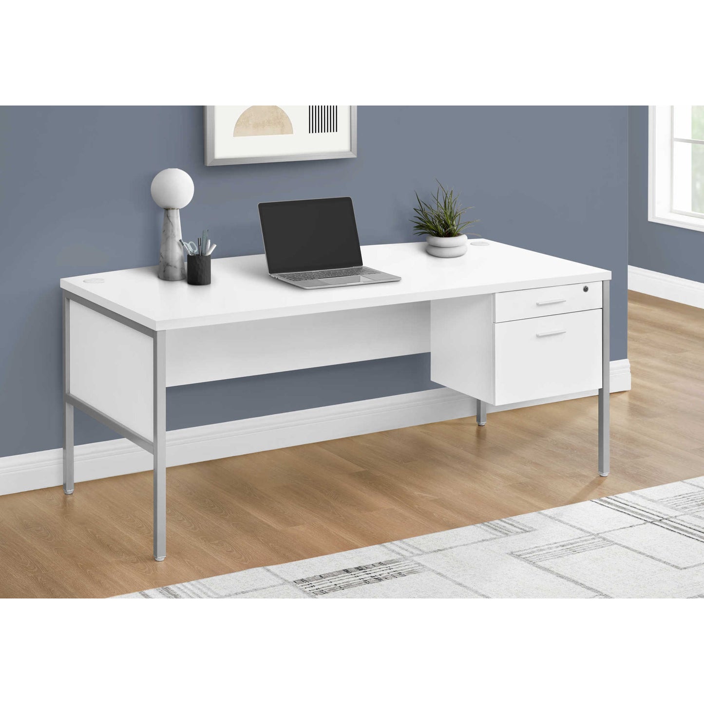 OFFICE DESK M7730 - Grey / White
